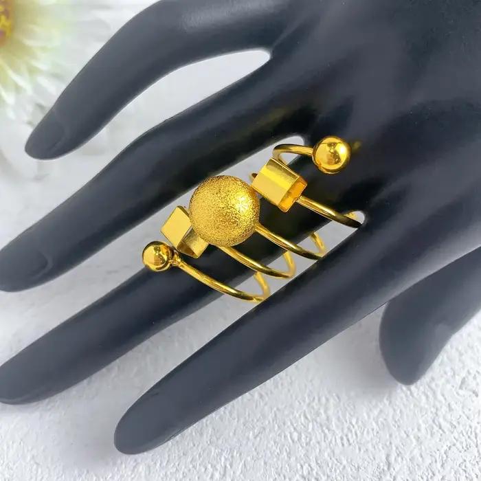 Bague spirale brésilienne femmes plaqué or 24K mariée de mariage arabe éthiopien dubaï gros bijoux nigérians marocain redimensionnable