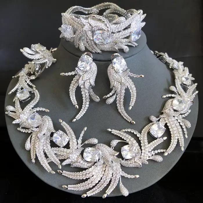 Missvikki nouveau grand luxe émeraude dubaï ensembles de bijoux de mariée pour les femmes de fête de
