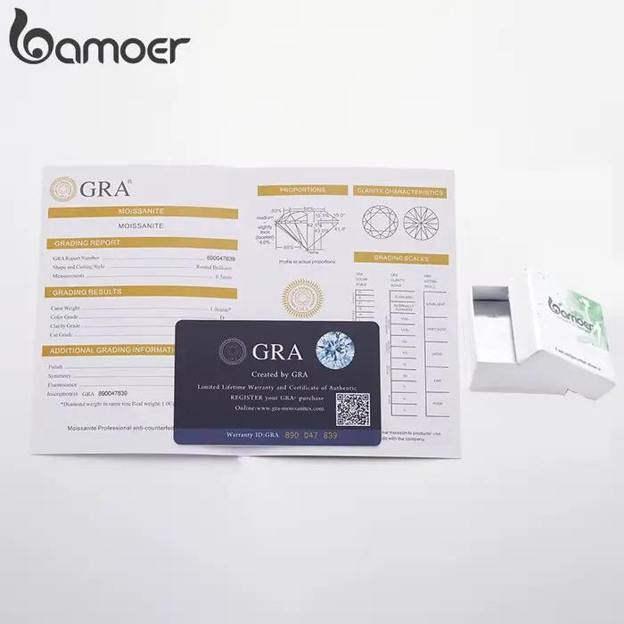 BAMOER D couleur Moissanite bague pour femmes diamant