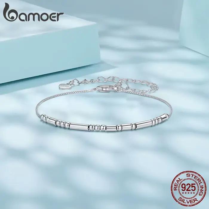 Bracelet en Argent Sterling 925 Code Morse Je T'aime Perles Vintage Pour Femmes Occasions Spéciales