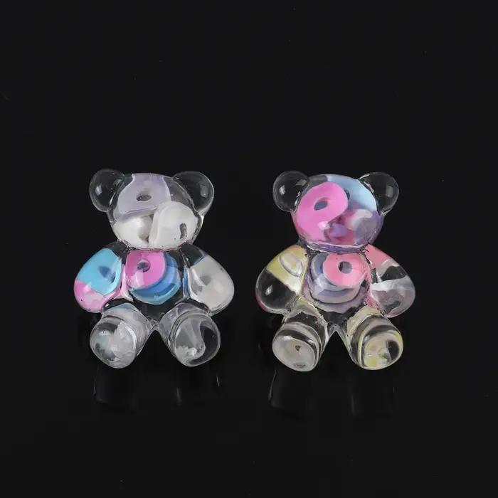 Boucles d'oreilles clous en résine dorée transparente en forme d'ours mignon pour femme