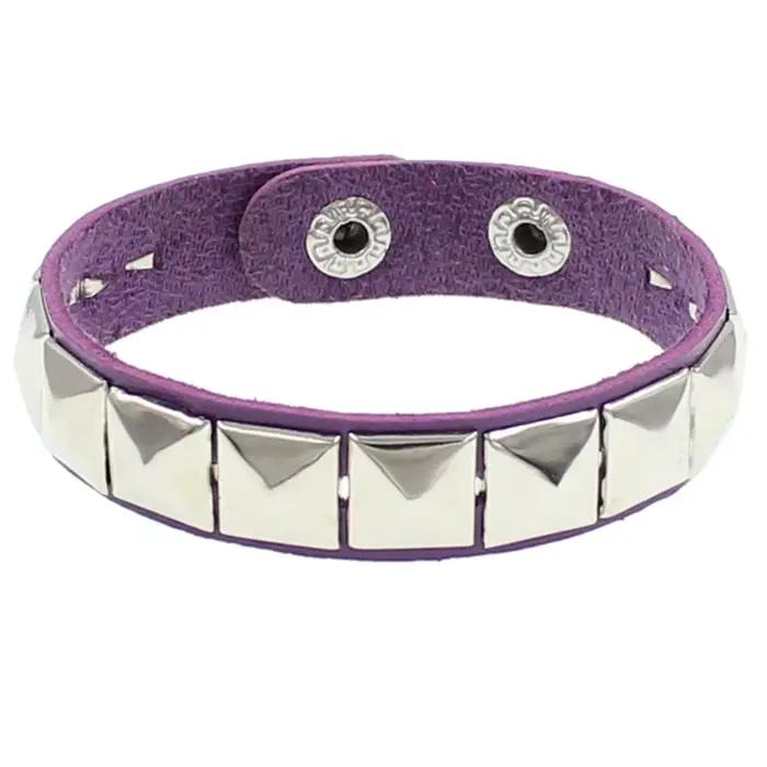 Bracelet Punk Hip-hop à Rivets Carrés en Cuir pour Hommes et Femmes Occasions Spéciales Style Rock Punk