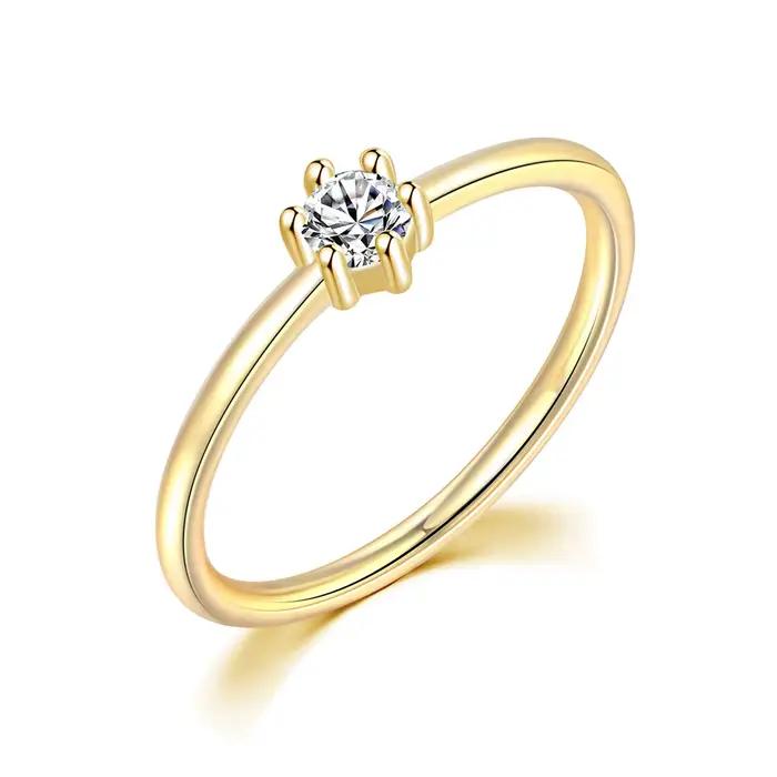 Anneaux de mariée de mariage pour les femmes Mini mignon or jaune couleur bijoux Zircon fiançailles