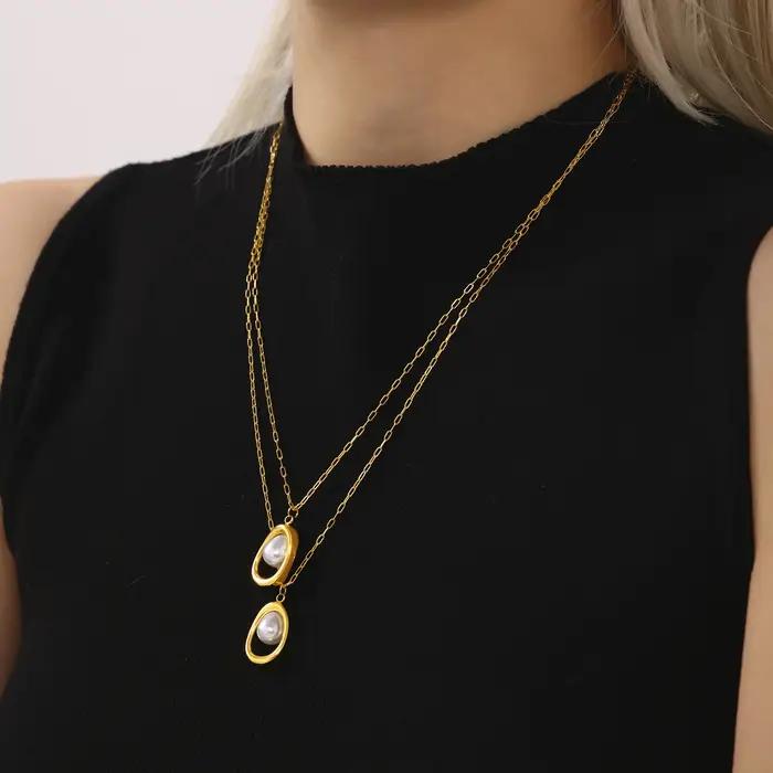 Collier chaîne à maillons pour femme en acier inoxydable avec pendentif creux