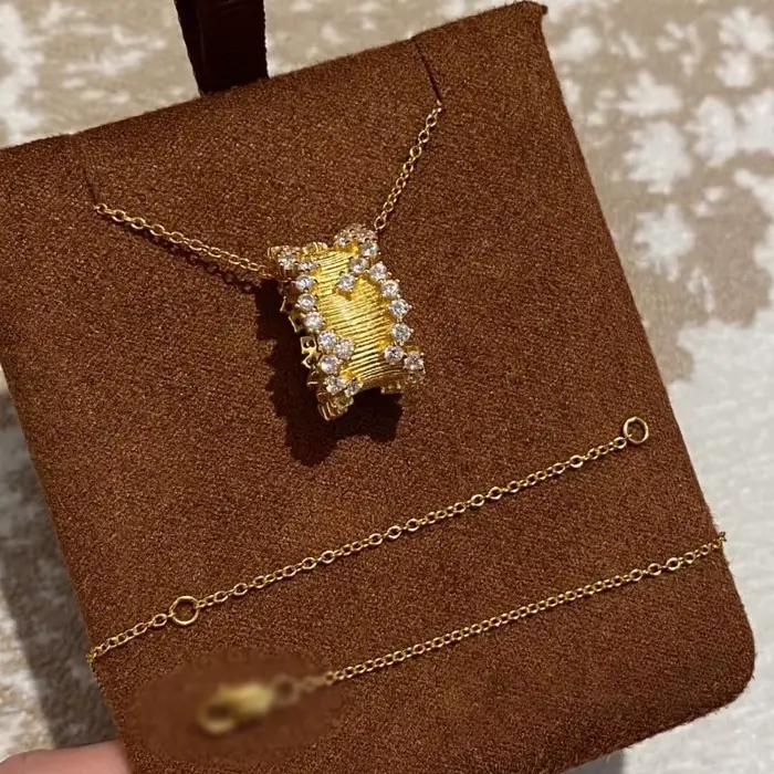 Collier en diamant à pointe brossée brillante, style palais rétro, ciel étoilé, breloques, chaîne classique, bijoux cadeaux pour fête, banquet