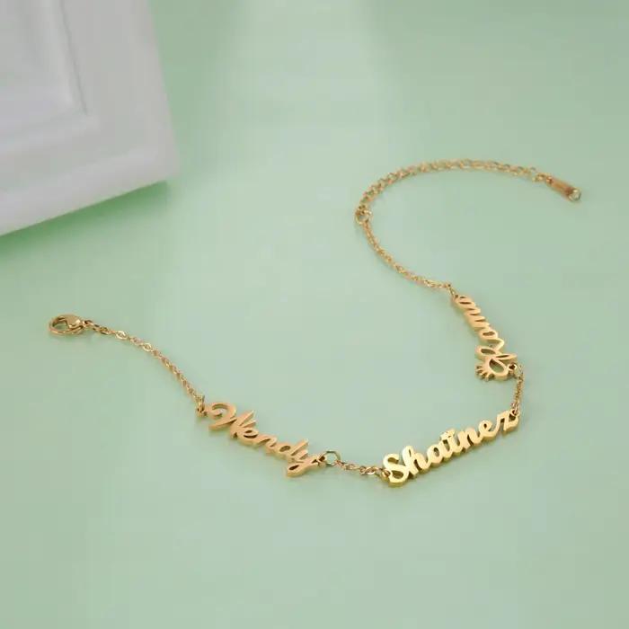 Bracelet personnalisé familial en acier inoxydable avec nom pour femmes hommes couple amie sœur mère père occasions spéciales cadeaux personnalisés