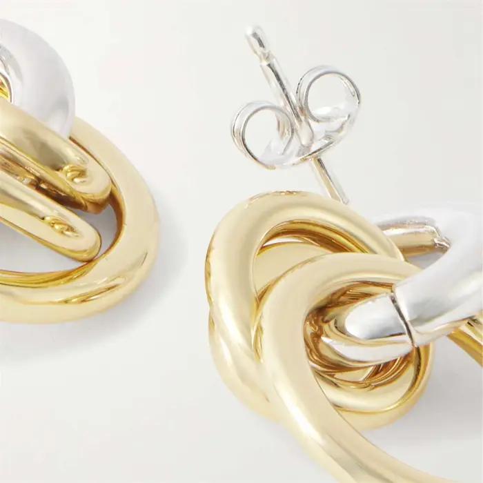 Boucles d'oreilles triple anneau dorées avec matériau en acier inoxydable plaqué avec rétention de couleur 18 carats