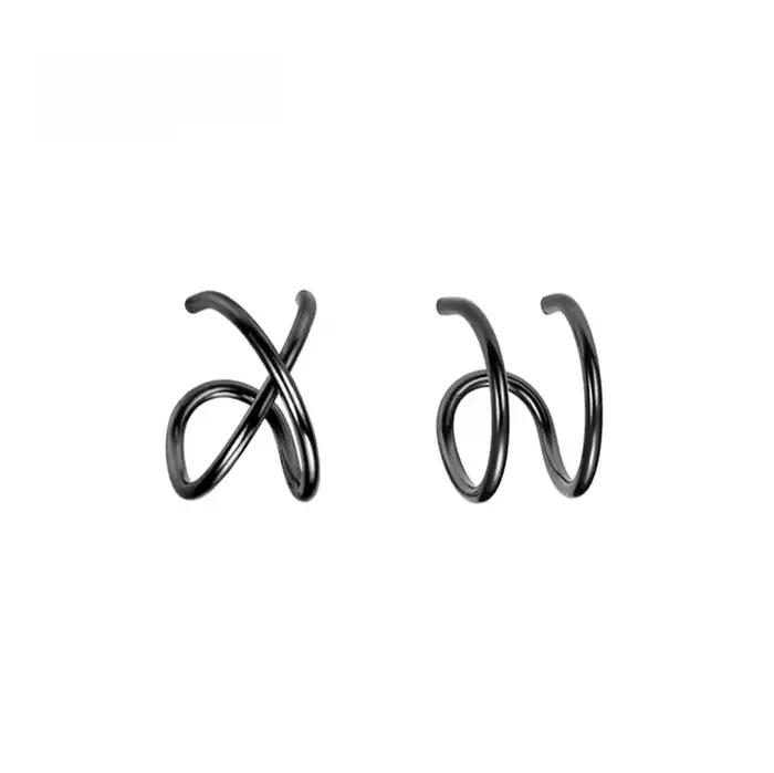 Boucles d'oreilles à Clip en acier inoxydable pour femmes, haute qualité, créatives, simples, C, Non