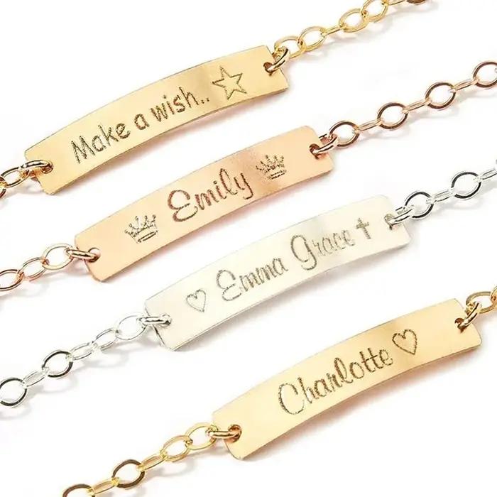 Bracelet lettre bijoux bébé nom personnalisé Bracelets or charme enfant ID