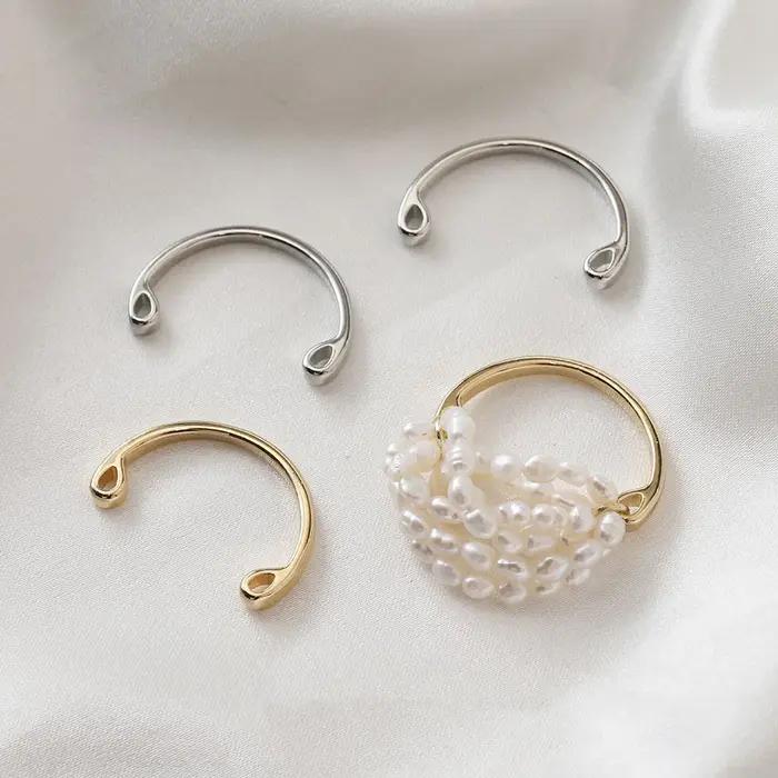 Ensemble d'anneaux demi-cercle en laiton plaqué or 14K