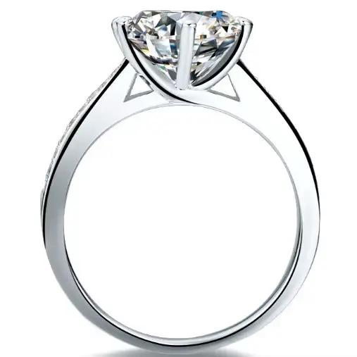 Bague en or blanc 14 carats avec diamant rond 3 carats clarté VVS1 couleur D pour femme élégante haute joaillerie