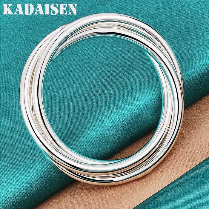 Bracelet à trois anneaux lisses en argent Sterling 925 pour femmes bijoux de mode pour mariage et fiançailles bijoux intemporels pour femmes bijoux pour cérémonies elegance et sophistication pour femmes