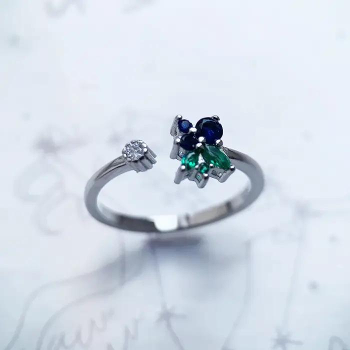 Bague en argent sterling 925 en forme de myrtille élégante pour femmes occasions spéciales mariage anniversaire cadeau romantique