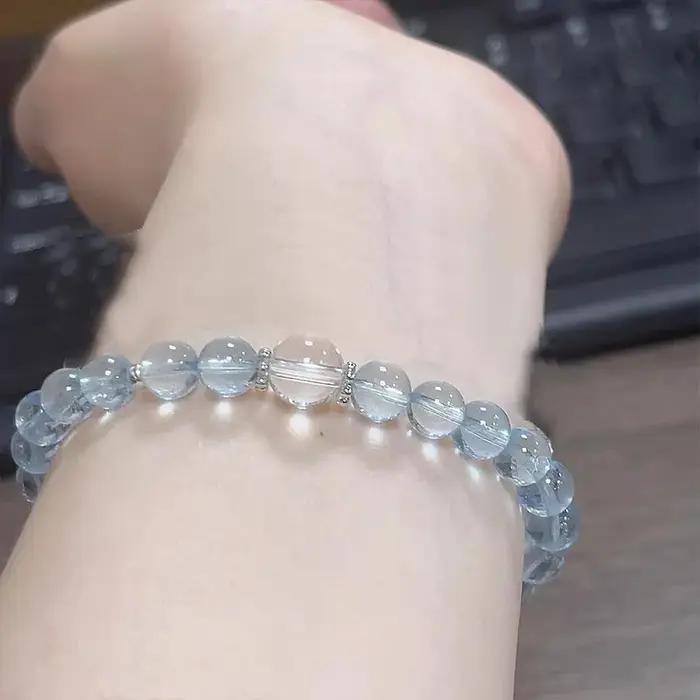 Bracelet aigue-marine en cristal d'argent cassé, Simple, transparent, Design de Niche, cadeau sens,