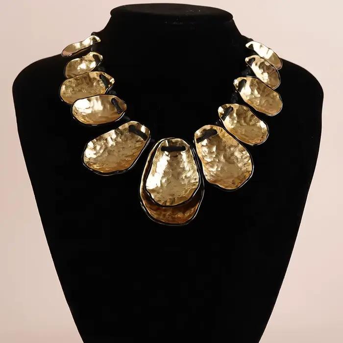 Collier de déclaration en Agate naturelle pour femmes, Vintage, collier perlé, ras du cou, bijoux à
