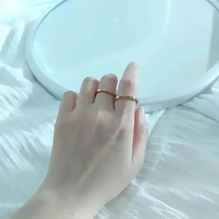 Bague personnalisée avec nom gravé en acier inoxydable pour femmes occasions spéciales mariage anniversaire engagement naissance cadeau de Saint Valentin