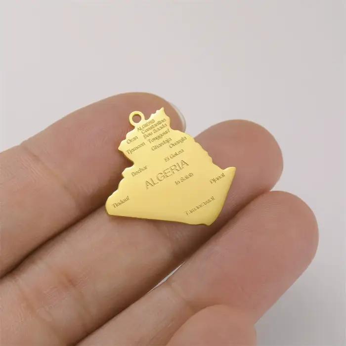 EUEAVAN afrique argélie carte pendentifs en acier inoxydable classique ville algérienne nom pendentif mode bijoux cadeau en gros