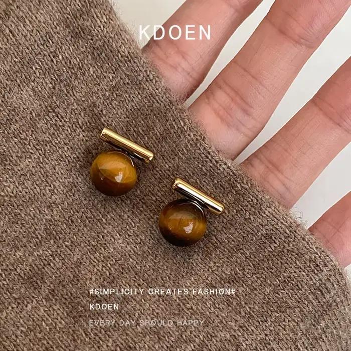 Maillard Design-Boucles d'oreilles rondes en pierre d'oeil de tigre pour filles gothiques, pendentif minimaliste, nouveaux accessoires, bijoux à la mode, 2023