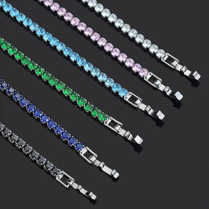 Bracelet Tennis Zircon Incrusté 4mm LENNIK Classique pour Femmes Occasions Spéciales Robuste Élégant Multicolore