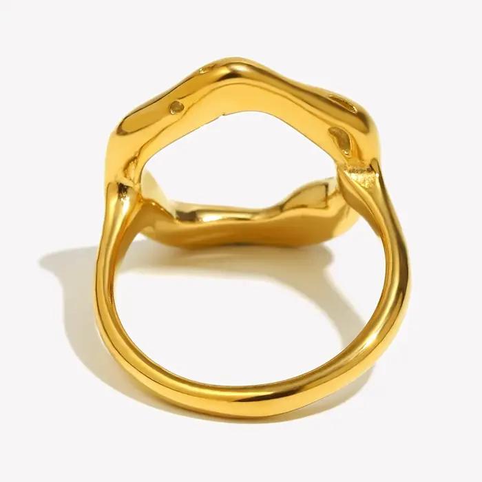 E.B.belle-Bague en titane plaqué or pour femme