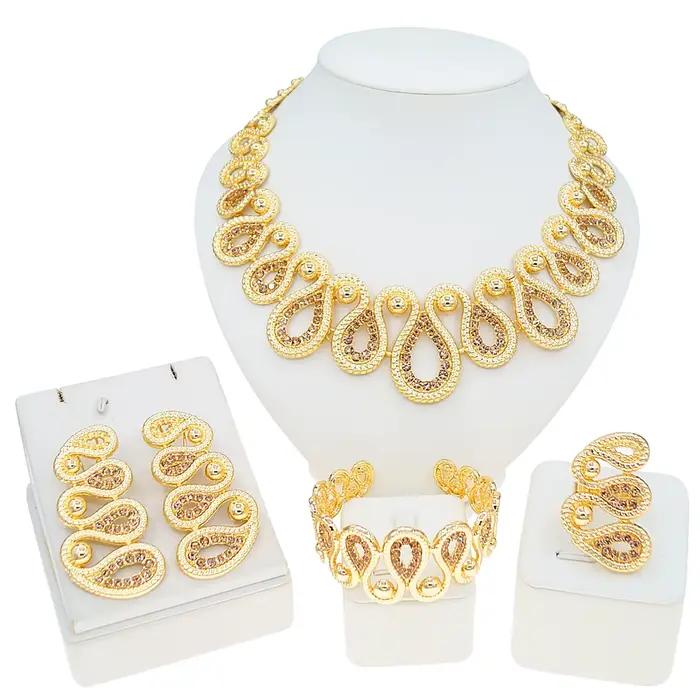 Ensemble de bijoux de haute couture en plaqué or et argent pour femmes et unisexe occasions spéciales engagement soirée festive