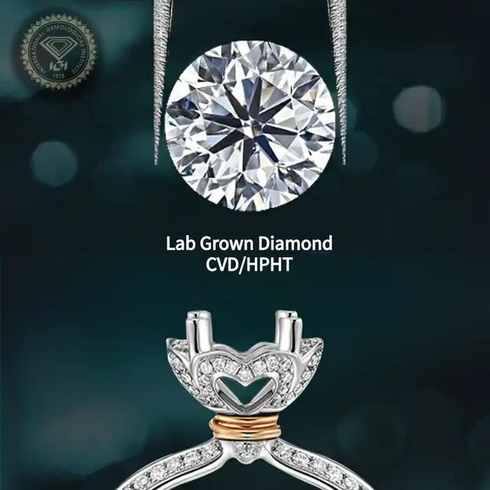 Bague en diamant cultivé en laboratoire pour femmes, bague de fiançailles et de mariage de haute qualité, bague de cocktail personnalisée, tracker d'humeur en or blanc