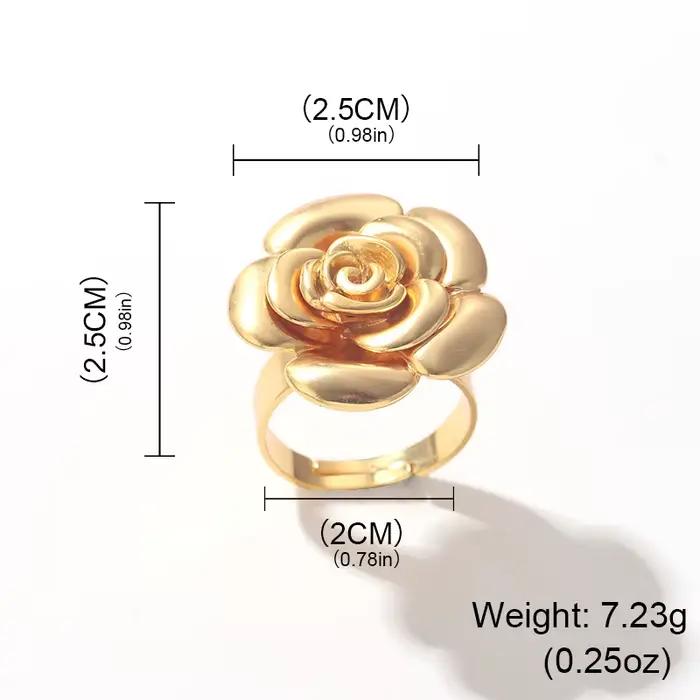 Bague Fleur Rose Dorée Bijou Elégant Motif Floral Pour Femme Occasions Spéciales Mariage Fiançailles Fête Noël