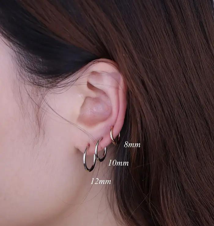 Fansilver 925 boucles d'oreilles Huggie en argent Sterling pour femmes plaqué or 18 carats hypoallergénique Piercing