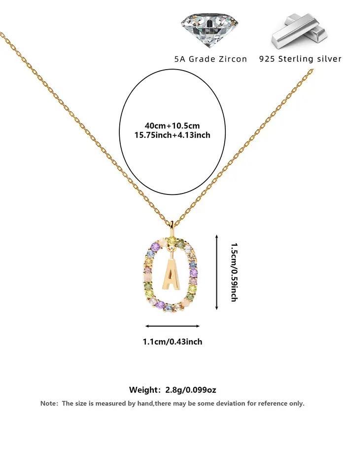 Collier initial en argent sterling S925 avec 26 lettres