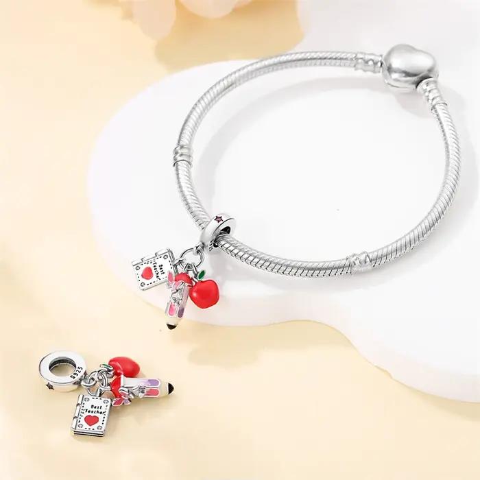 925 argent ajustement 925 Bracelets originaux symbole de musique plaque de dessin boîte à médicaments série carrière breloques perles pour bijoux à bricoler soi-même
