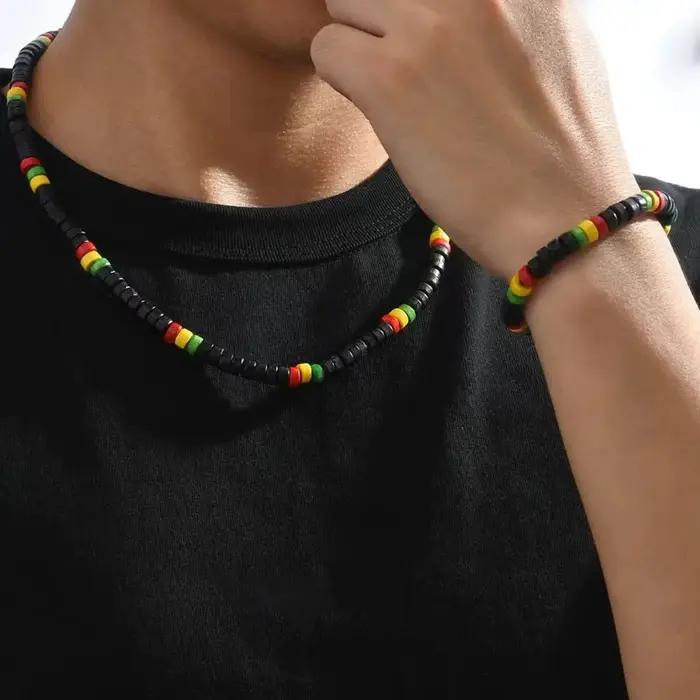 Collier créatif, ensemble de bijoux en perles de bois
