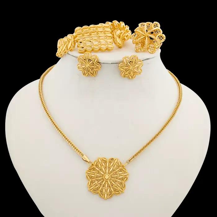 Ensemble de bijoux pour fête, pendentif, collier et boucles d'oreilles avec Bracelet, bague, collier de fiançailles, boucles d'oreilles 