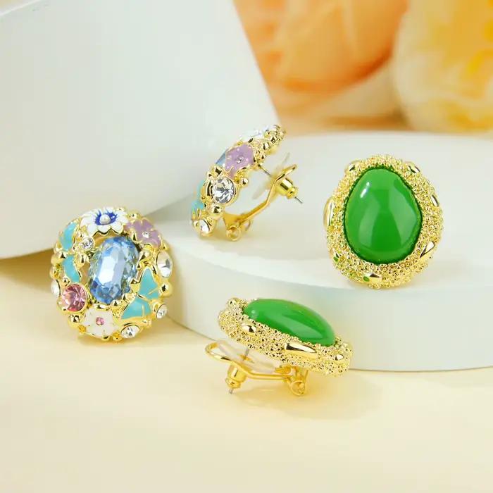 Parure de bijoux italienne exquise en émeraude