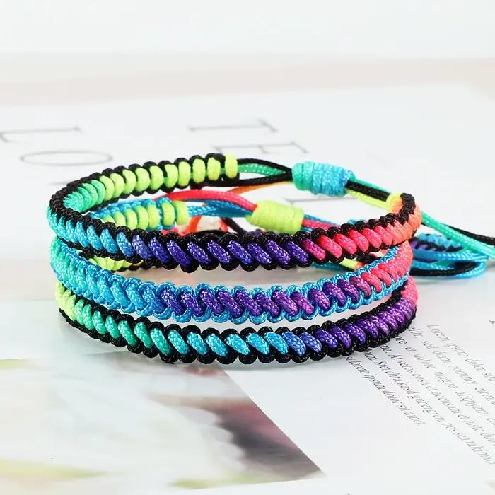Bracelet Tressé à Nministériels ds Arc-en-Ciel Colorés