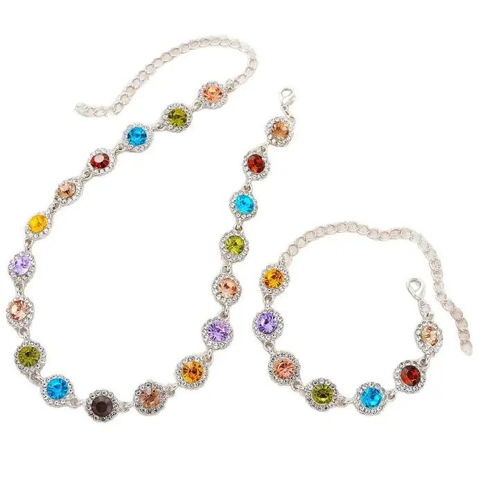 Collier ras du cou en cristal coloré coréen pour femmes