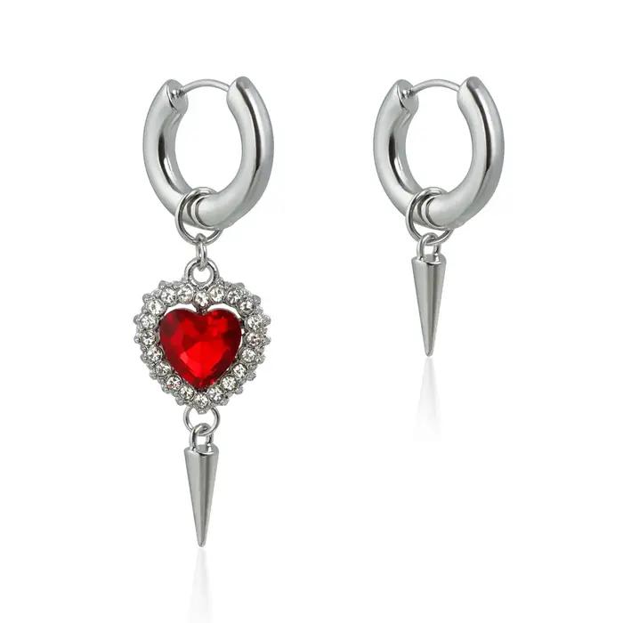 Boucles d'oreilles créoles asymétriques tendance en argent avec pendentif fleur et perle pour femme