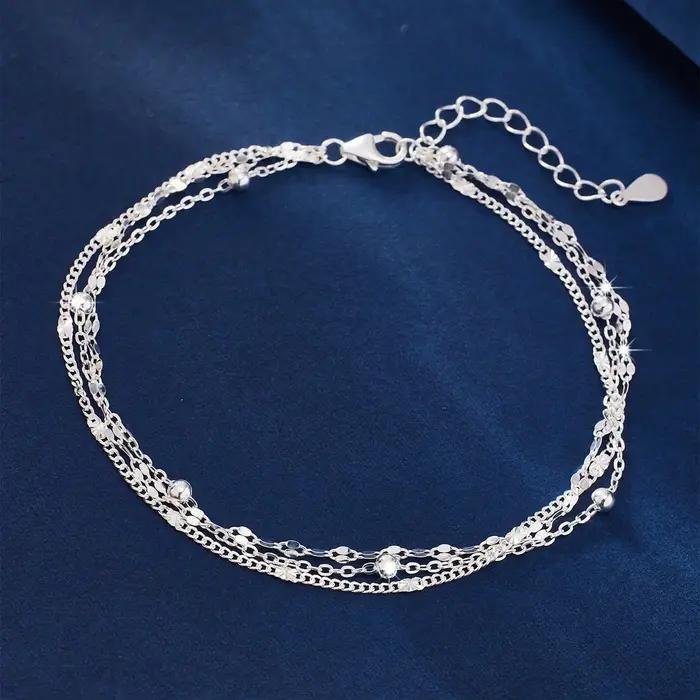 Bracelets chaîne en argent Sterling 925 scintillant pour femmes