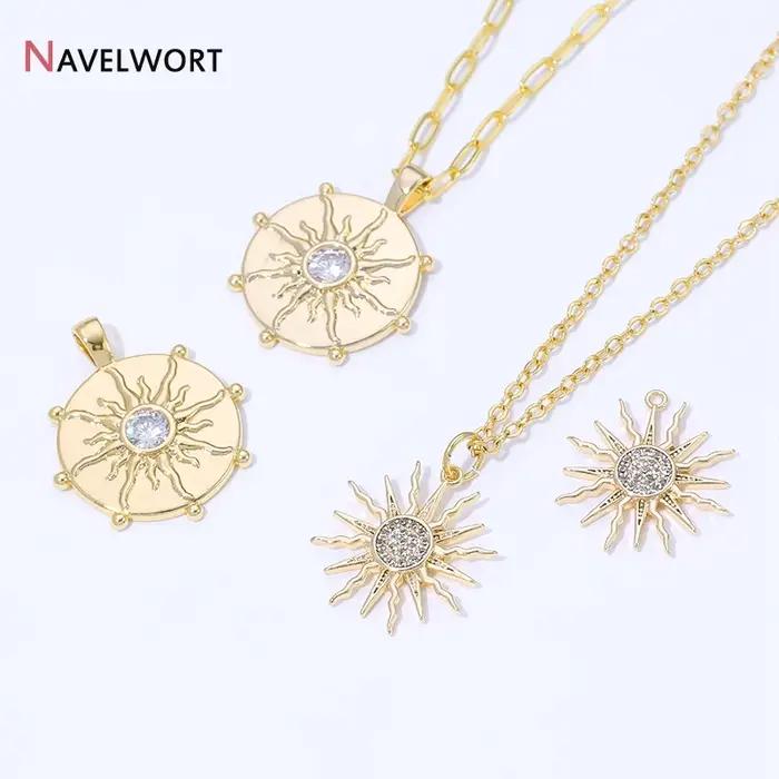 Pendentif fleur de soleil plaqué or 14 carats