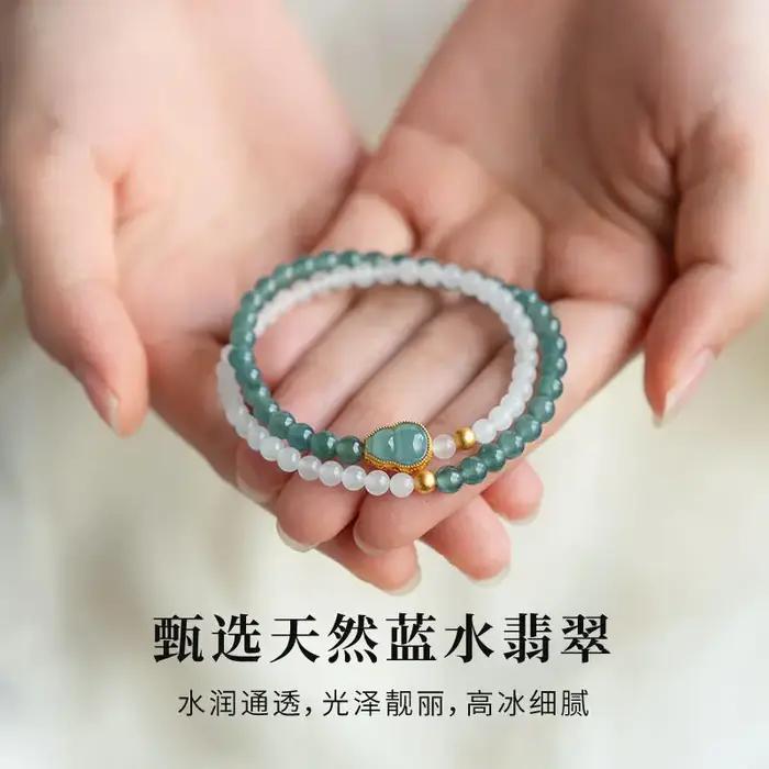 Bracelet en Jade véritable avec Jade Hetian incrusté