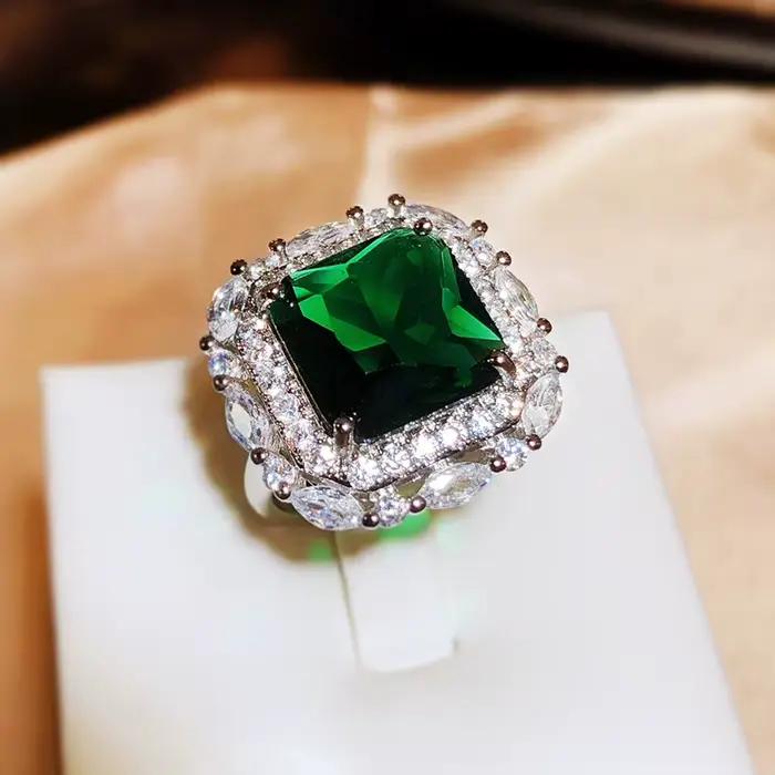 Bague d'ouverture en diamant carré princesse pour femme