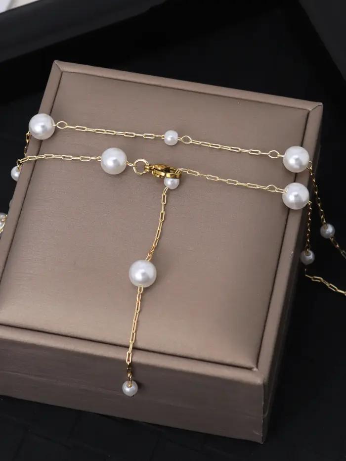 Collier Lariat élégant en forme de Y avec perles