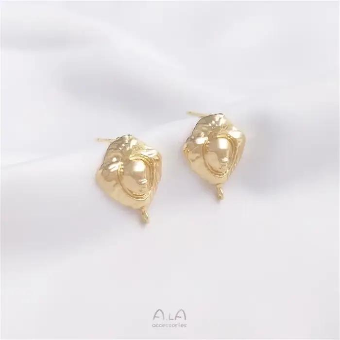 Bijou tête de lion vintage plaquée or 14 carats avec boucles d'oreilles pendantes en argent 925 pour femmes occasions spéciales