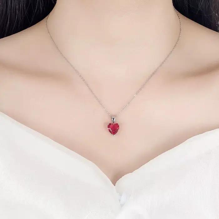 Ensemble de bijoux en argent 925 en Zircon en forme de cœur
