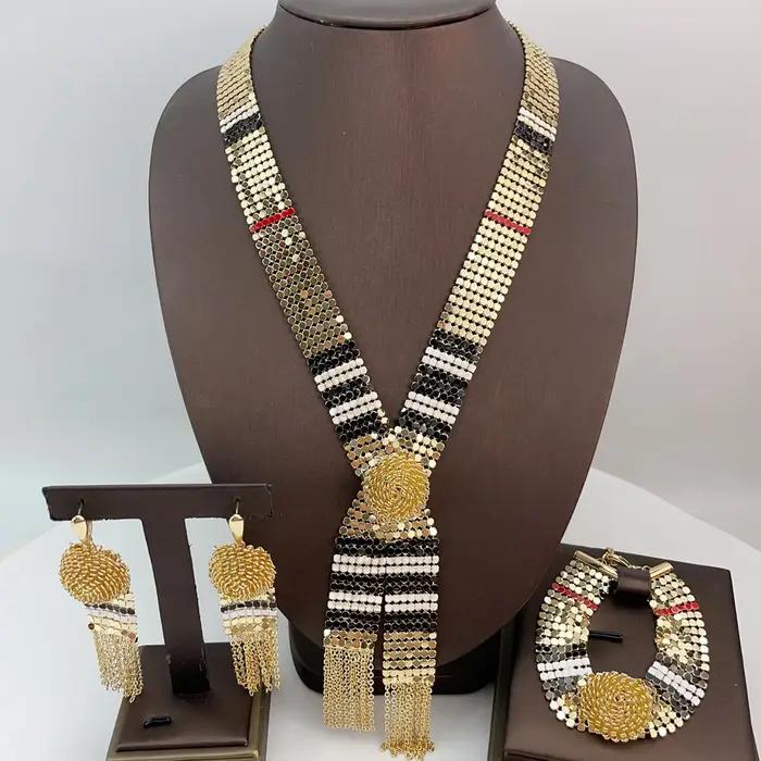 Yuminglai Dubai ensemble de bijoux plaqués or pour femmes boucles d'oreilles Bracelet bagues cadeaux de fête de mariage