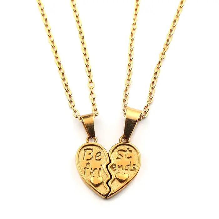 Ensemble de colliers assortis en acier inoxydable forme de cœur brisé pour meilleures amies bijoux d'amitié pour filles cadeaux pour meilleures amies occasions spéciales
