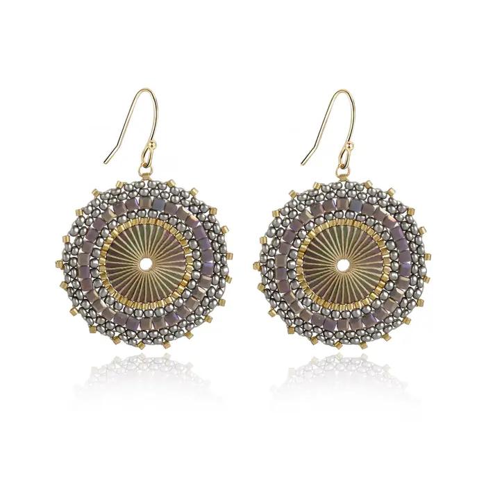 Boucles d'oreilles Boho en perles pour femmes, perles de rocaille en cristal, rondes faites à la main, bijoux Vintage, cadeau, accessoires de mode