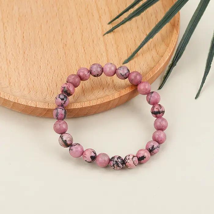 Bracelets en perles de rhodonite pour hommes et femmes