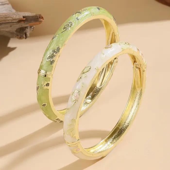 FTCY 2 pièces fleur Bracelet pour femmes Vintage bohème cloisonné