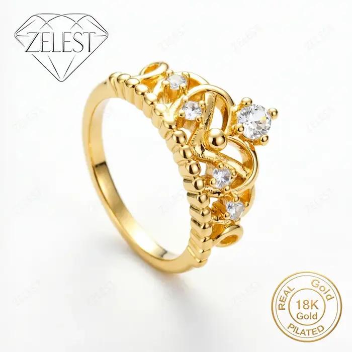 Argent sterling 925 plaqué or 18 carats Luxe # Bague 8 couronnes en zircon - Accessoires de bijoux pour femmes