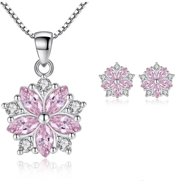 Ensemble de bijoux élégants en argent Sterling 925 Sakura dauphin Zircon